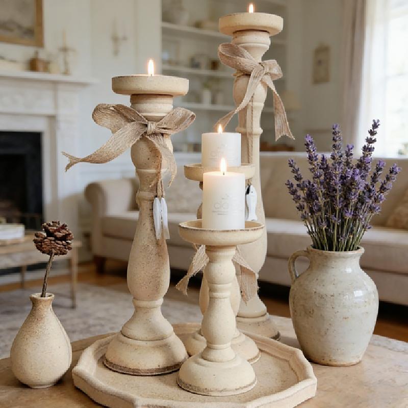 1/2PC Candle Holders Party Table Decor Home Decor Candles Stickers Minimalist Roman Column Photo props Wooden Vintage Rustic