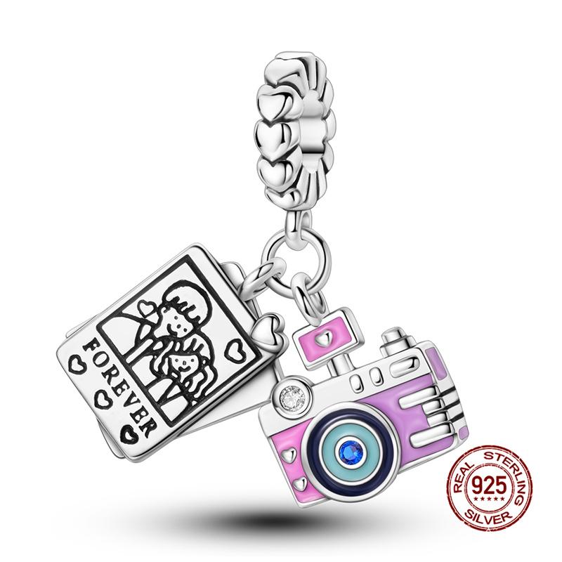 Original Charms Copper Camera Couple Po Charm Beads Fit 3Mm Original Bracelet Necklace Women Diy Fine Jewelry Gift New In