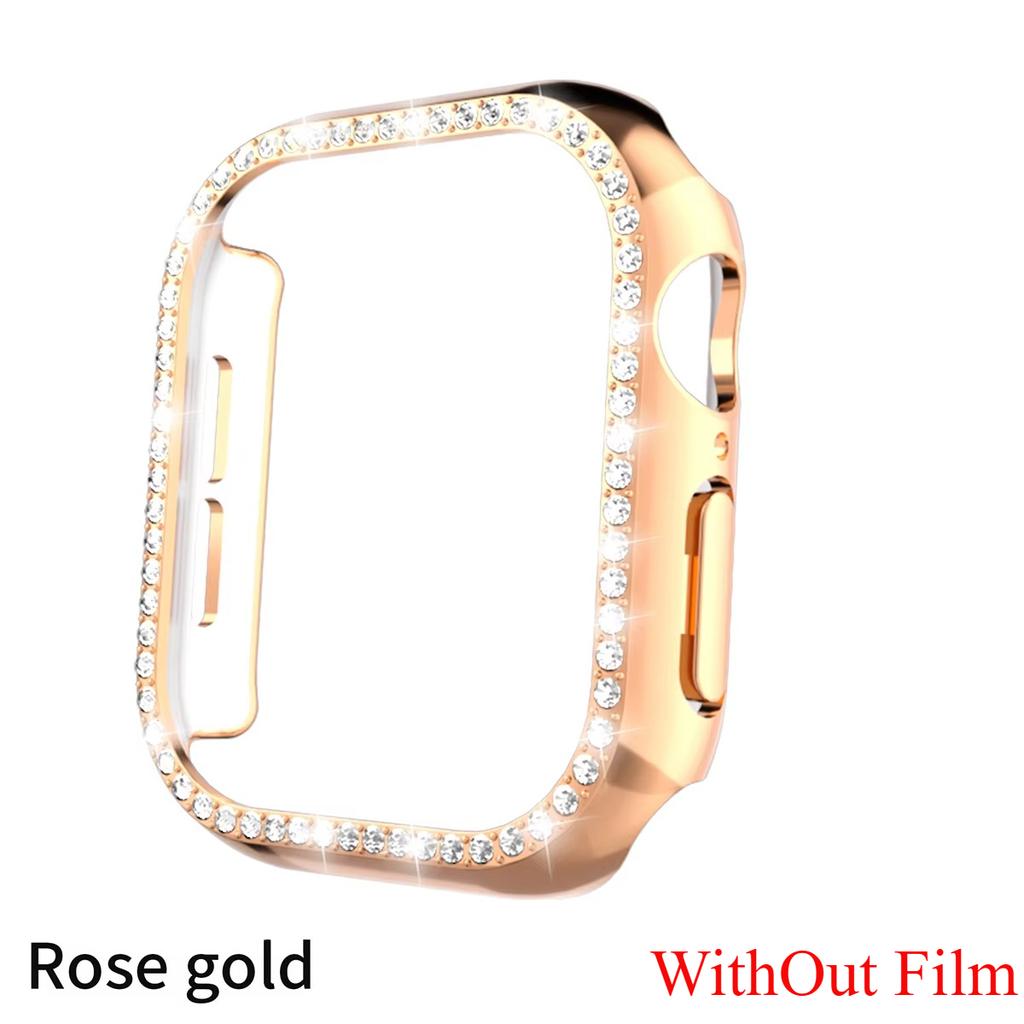 Glass+Diamond Cover For Apple Watch Case 46mm 42mm Bling Bumper Protector for iWatch Series 11 10 46 42mm Watch Case
