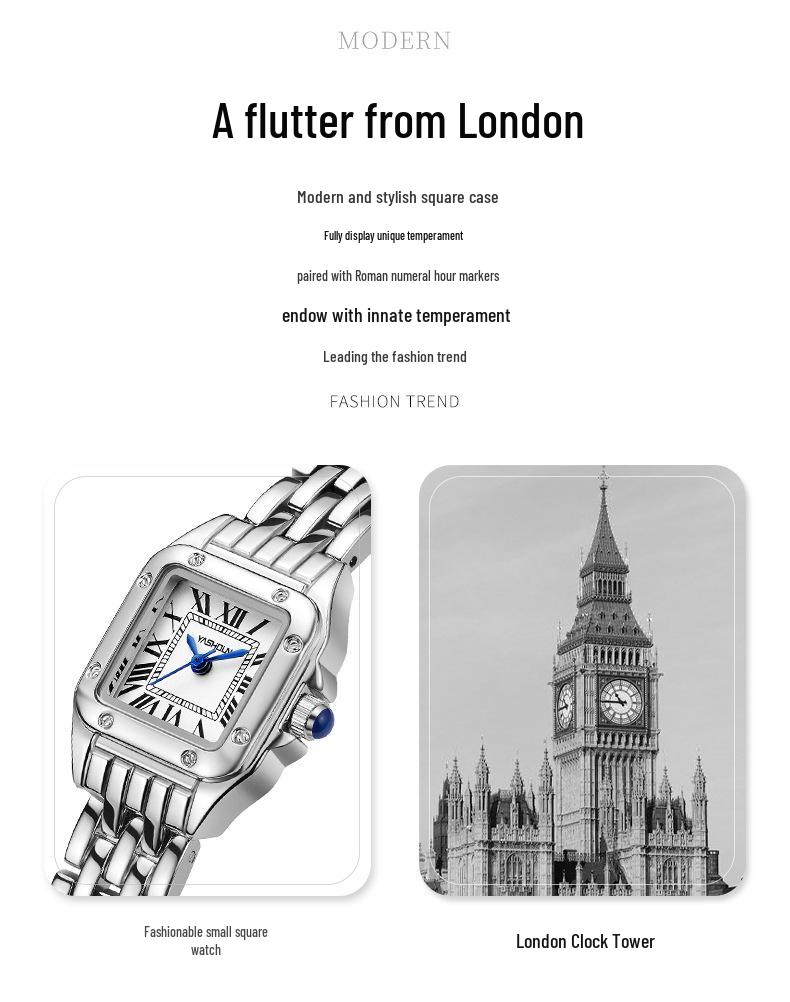 2023 Elegant Retro Roman Women's Waterproof Quartz Square Watch