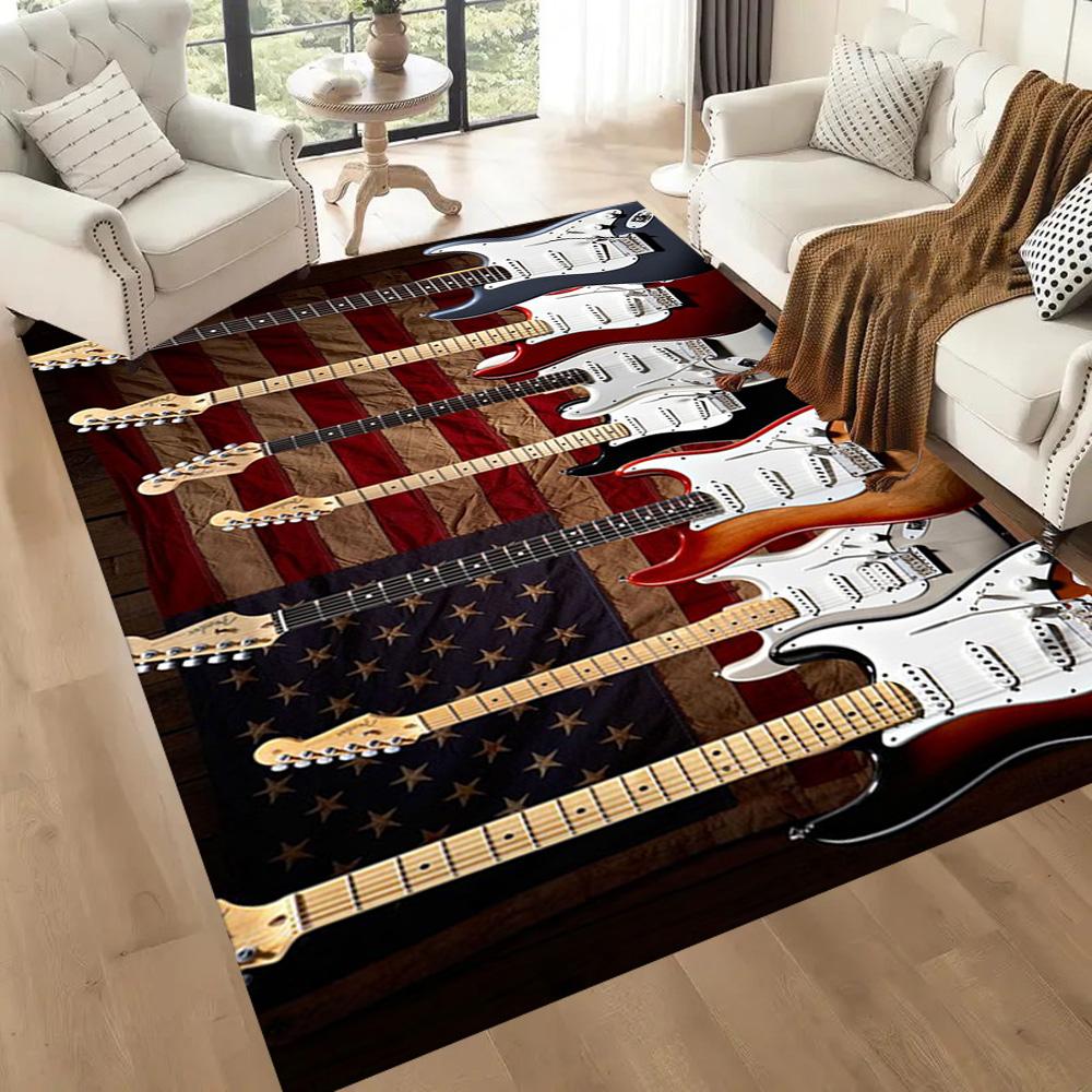 Guitar Art Abstract Floor Mats for Living Room, Bedroom and Room Decoration Are Suitable for Gifts.