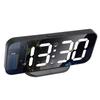 LED Mirror Electronic Clock Adjustable Brightness 6.7 Inch HD Digital Alarm Clock for Bedroom Living Room Office Black