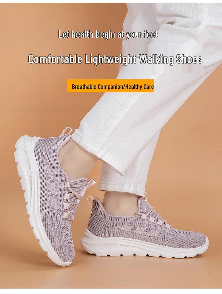 Comfortable Non-Slip Breathable Elderly Women's Walking Shoes - Lightweight Soft Sole for Spring & Autumn