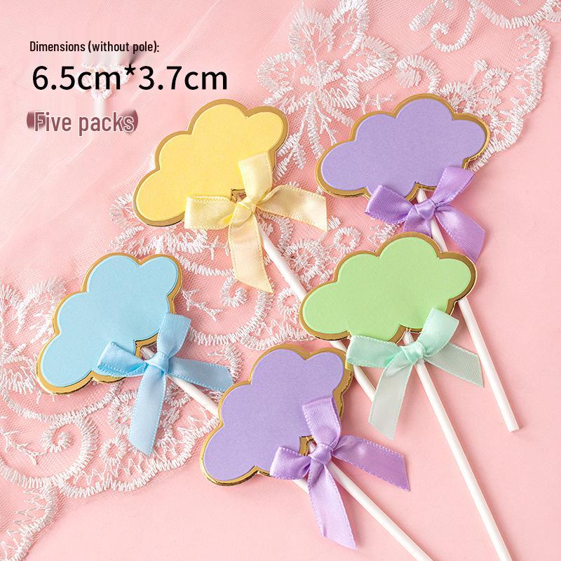 Writable Birthday Cake Decoration Bow with Blessings Card