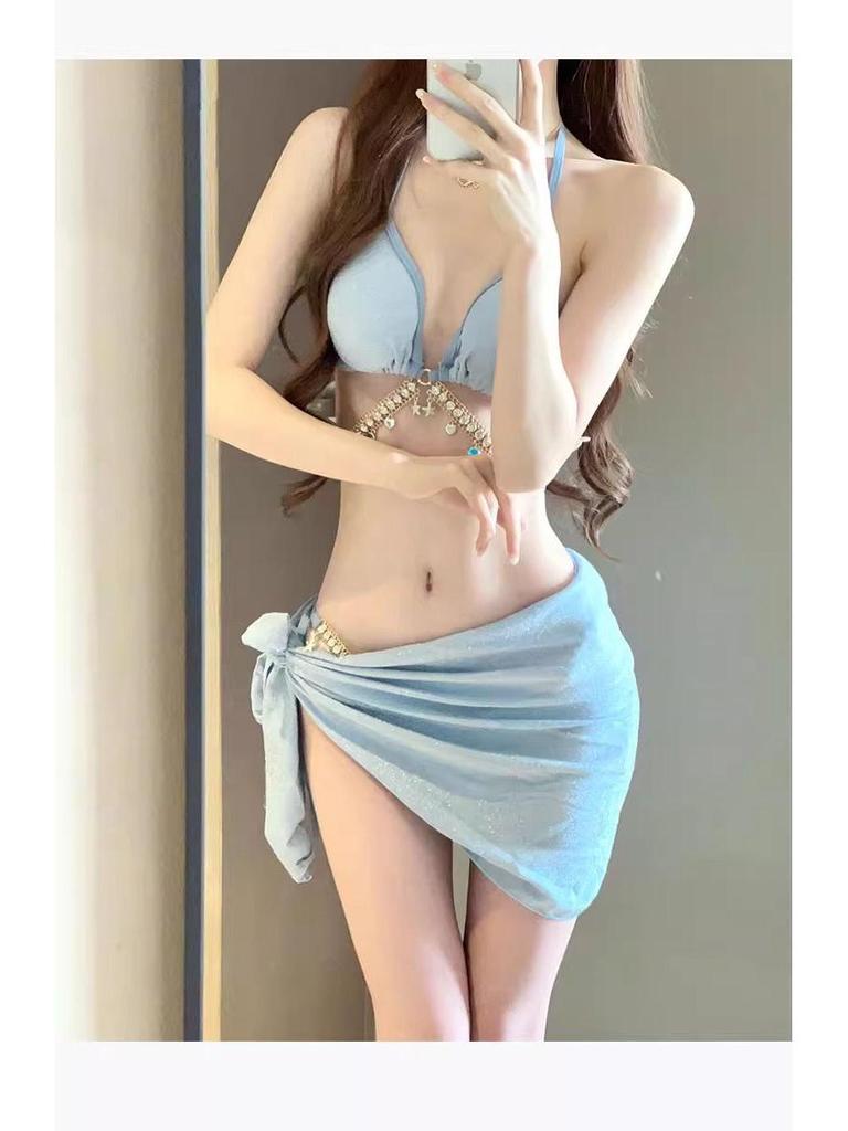 Mermaid Diamond Chain Strappy Triangle Bikini Set – Sexy European American Style for Vacation Swimwear