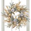 Artificial Christmas Wreath Branch Rattan Golden Garland For Front Door Hanging Wall Indoors Outdoors Christmas Ornament Decor