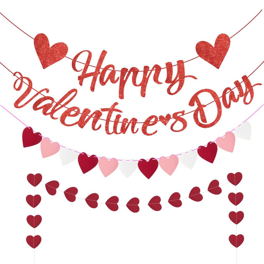 Valentinstag Liebe Blume Anhänger Banner Partyflagge Pfirsich Herz Dekoration Party Jubiläumsfeier Festliche Vorräte