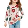 Christmas Day Girls' Long Sleeve Blouse - Round Neck Soft Waist Tunic