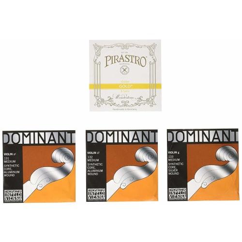 THOMASTIK 4/4 Violin String Set (E: Pirastro Gold A.D.G Dominant) (E String Loop End)