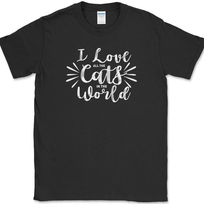 

I Love All The Cats In The World T-Shirt Funny Humor Novelty Tee L