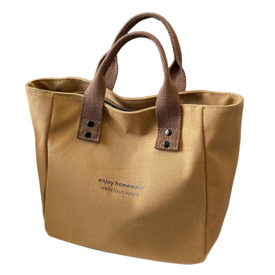 Canvas Handbag Large Capacity Zipper Closure Roomy Handbag Shopping Beach Travel Tote Bag Versatile Bento Bag
