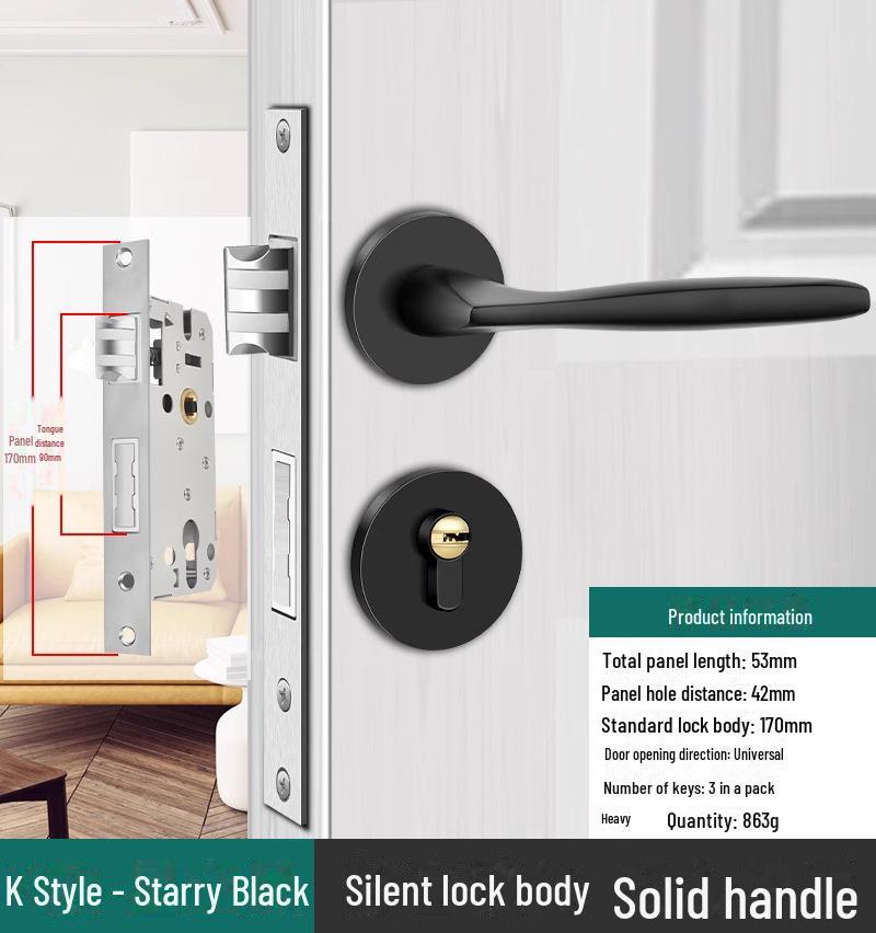 Silent European Style Indoor Wooden Door Handle Lock