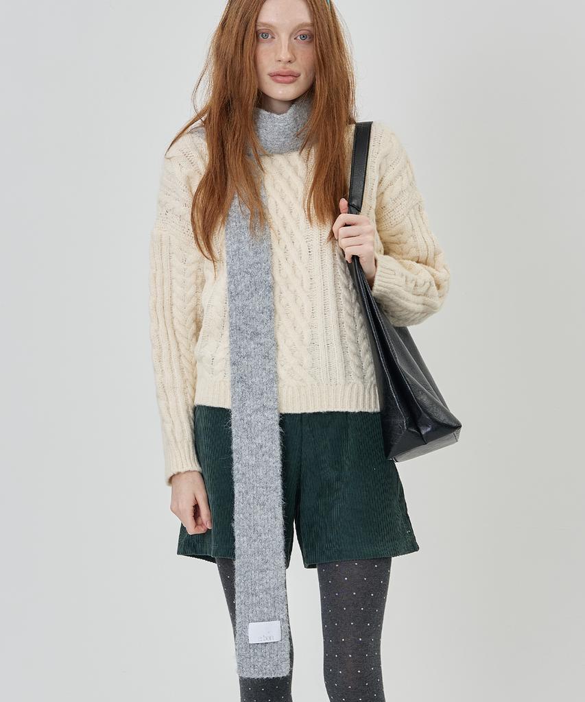 THE-ABON Knit Tie Scarf Blue
