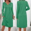 Dames -kleur V-hals Lange Mouwen Losse Geplooide Jurk