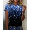 Luxurious Golden 3D Printed T-shirt for Ladies, Fashionable Summer Large-sized Loose Clothing