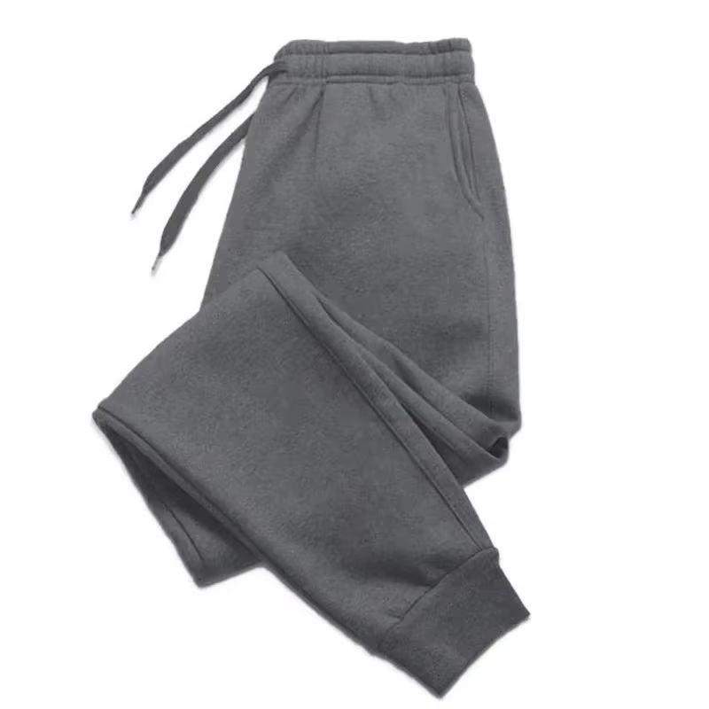 Solid Color Women Pants Pocket Long Men's Sweatpants Sportswear Elastic Waist Casual Baggy Pants Black Grey