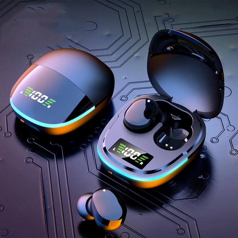 

G9S Bluetooth-compatible 5.1 Wireless Earphones Digital Display TWS Touch Waterproof Music Gaming Headsets with LED Breathing Light A