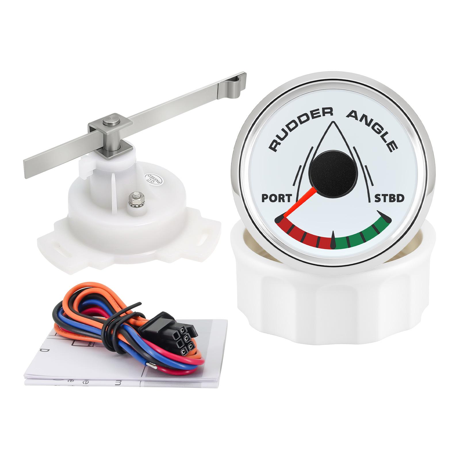 12V24V 52MM 8 Color Backlight Rudder Angle Indicator Waterproof Rudder Position Gauge 0-190ohm for Boat Yacht Marine with Sensor WS