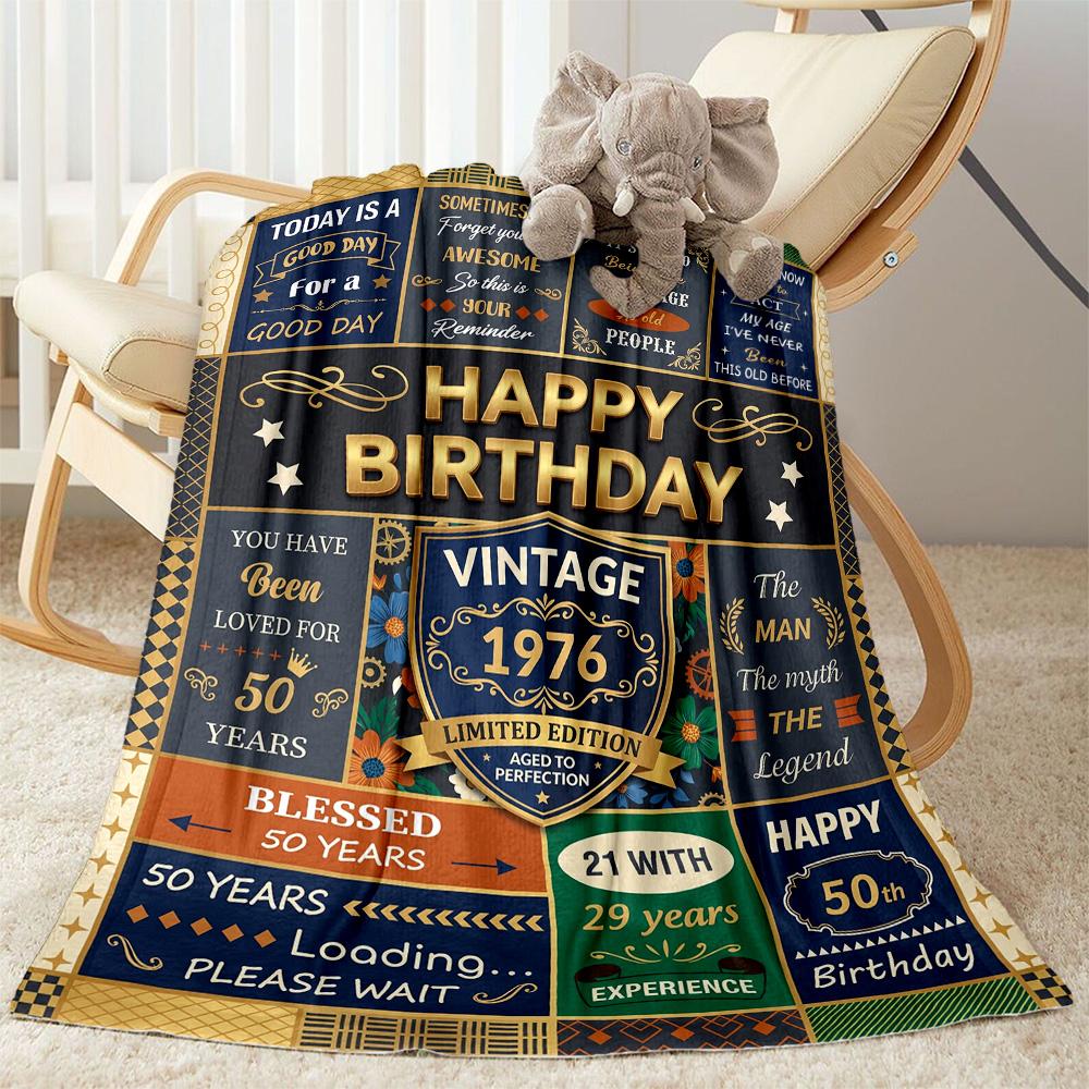 Happy Birthday Wishes Blanket Warmthful Decor Suitable for Picnics Seaside Sofa Four Seasons Multipurpose Digital Print