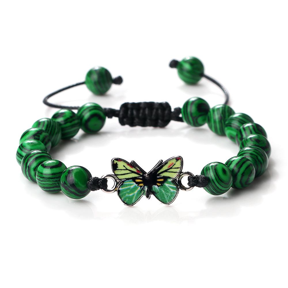 Adjustable Hand-Woven Bracelet with Butterfly Pendant for Women, Men's Gift, In Stock