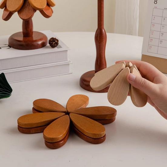 3Pcs Wooden Christmas Tree Trivets for Hot Dishes Heat Insulation