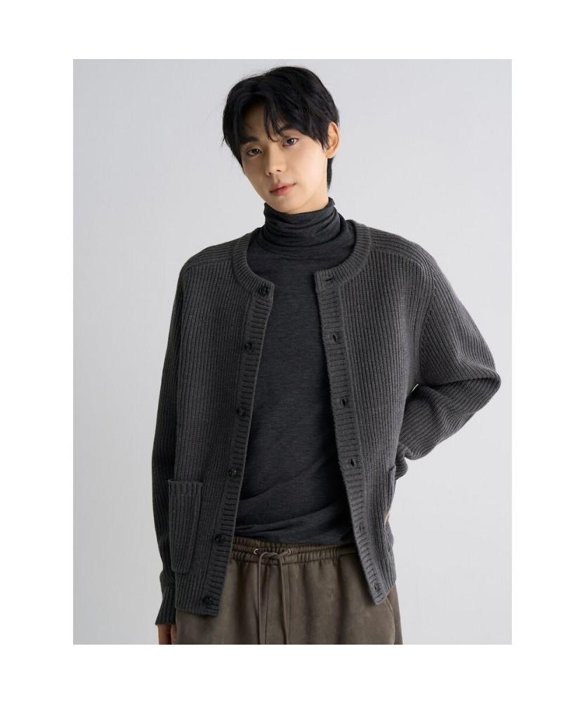 8Seconds Heavy Gauge Round Neck Cardigan Ash
