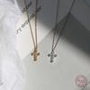 925 Sterling Silber Einfacher Pavé Kristall Kreuz Anhänger Halskette Damen Klassisches Temperament Hochzeit Party Schmuck Freundin Geschenk