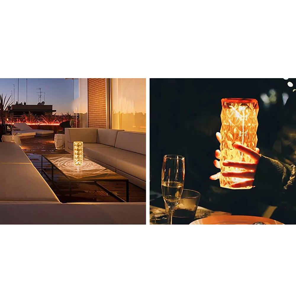 Rechargeable LED RGB Rose Diamond Crystal Table Lamp Night Light Remote Control