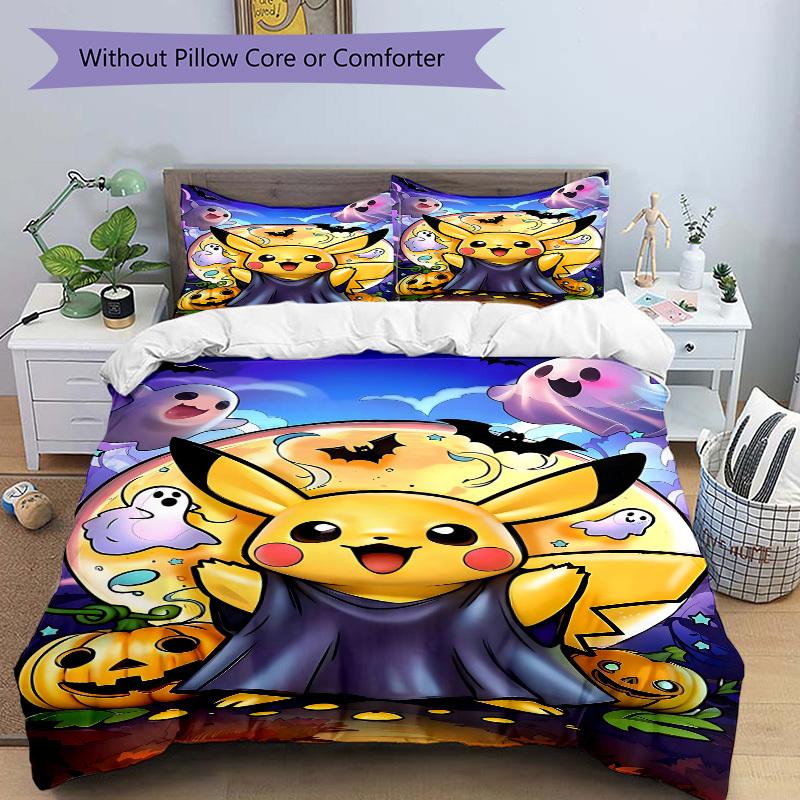 3pcs Pikachu Duvet Cover Set, Includes 1 Duvet Cover and 1/2 Pillowcases (No Insert) Yy251104232