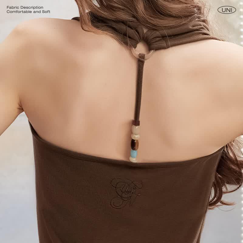 UNIFREE Sweet Halter Draped Slim Fit Vest
