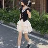 Sweet and Fashionable Fake Two-piece Top Waist Skirt Two-piece Set Summer Japanese Soft Sister Shirt Tutu Skirt Set Women