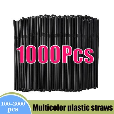 100-2000 STÜCKE Schwarz Trinkhalme Kunststoff Strohhalme Bar Party Hochzeit Küche pajitas plastique Getränke Stroh Top Verkäufer Großhandel