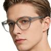 Blue Light Blocking Eyeglasses Transparent Grey TR90 Frame Designer Eye Wear Retro Style Modern Oversized Eyewear