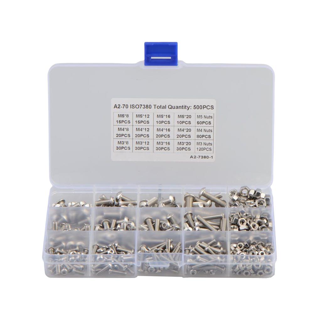 

500 шт./набор 15 видов болтов, гаек, винтов, запасных частей для ремонта
