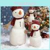 Plush Teddy Fur Snowman Toy With Hat And Scarf For Christmas Decor Gift