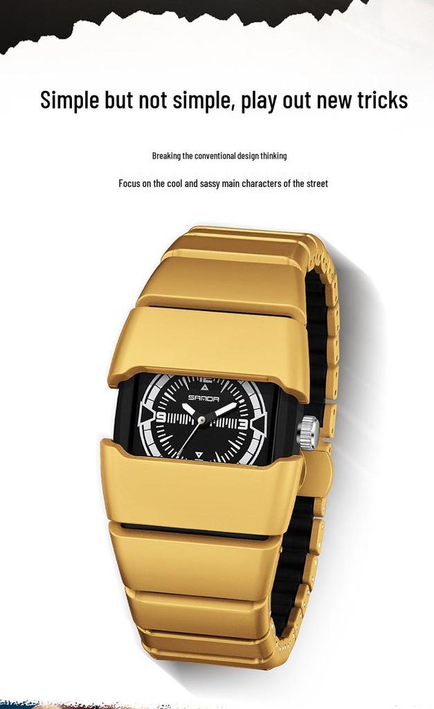 In-Stock Black Tech Y2K Alien Armor Retro Watch with Luminous High-End Finish