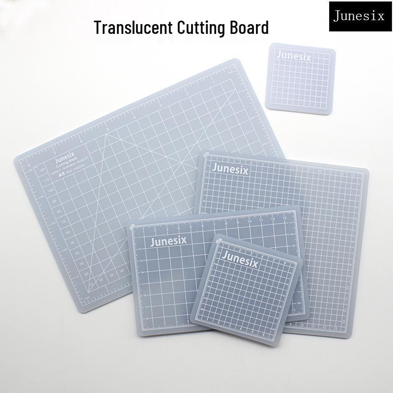 Junesix Multi-Purpose Cutting Mat: Semi-Transparent Planner, Sticker, Scrapbooking, Rubber Stamp Cutting Board. 6x6cm - Semi-transparent Cutting Mat