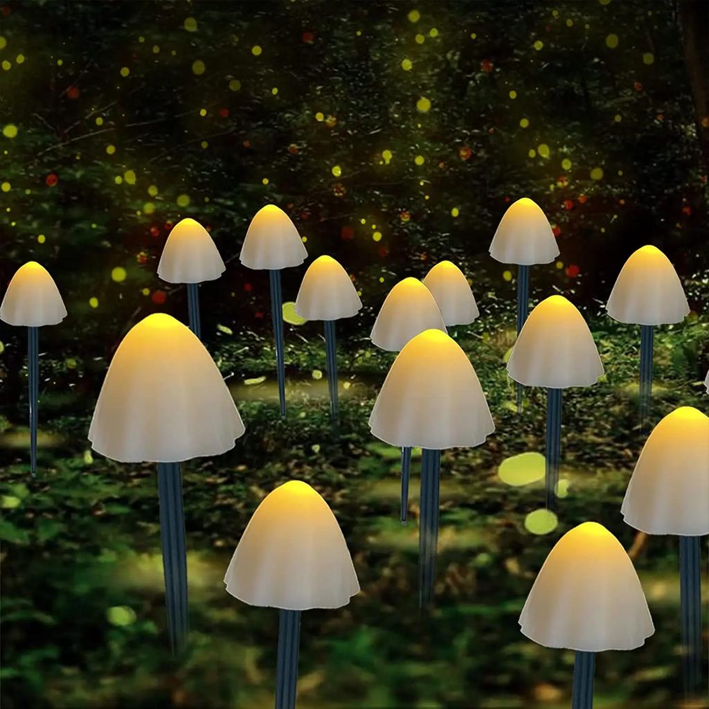 3.5m 10LED Solar Mushroom Lights Outdoor Waterproof Decorative Street Lights for Lawn Garden Patio Christmas Holiday Decoration