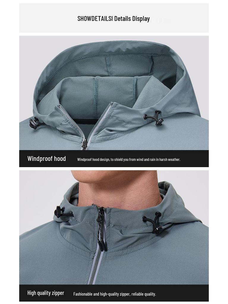 Men's Quick-Dry Hooded Jacket & Pants Running Set - Breathable, Sweat-Absorbing Training Outfit for Spring and Autumn