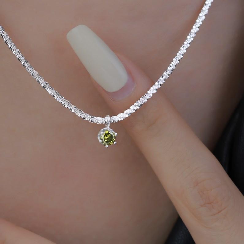 Elegant Olive Green Zircon Star Clavicle Pendant Necklace for Women