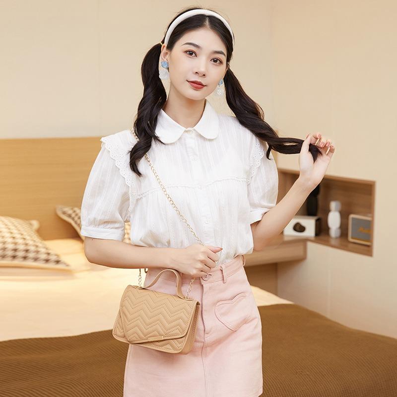 Niche texture embroidered rhombus chain small square bag new buckle single shoulder crossbody women's bag