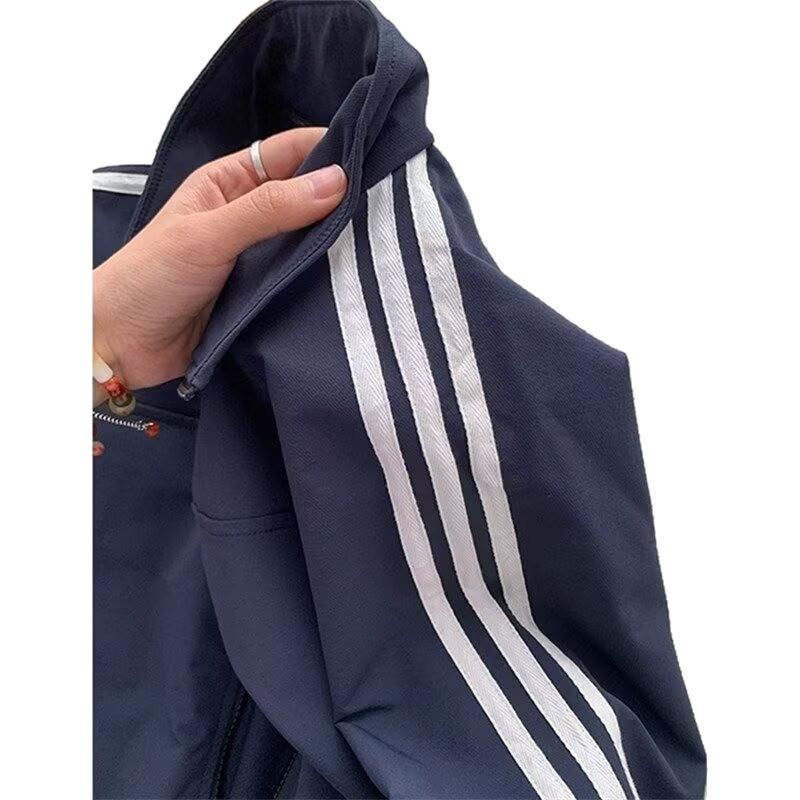 Men's 2026 High-End Japanese Style Three-Stripes Zipper Jacket - Sporty Hoodless Cardigan