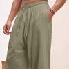 European and American Men's Linen Straight Loose Pants Solid Color Casual Lace-up Wide-leg Beach Pants