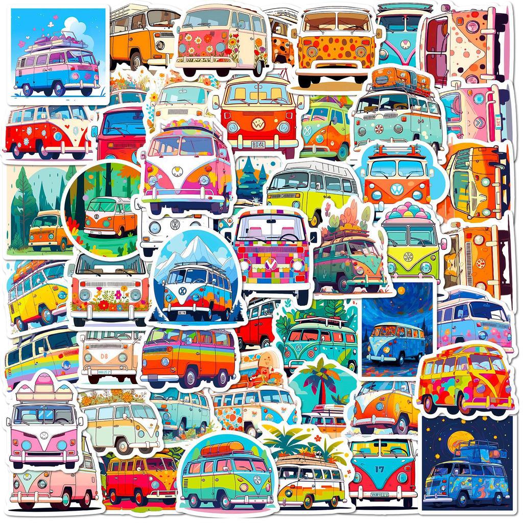 50 Float Bus Stickers Cartoon Transportation Stickers Kids Enlightenment Education Hip Hop Bus Graffiti Stickers