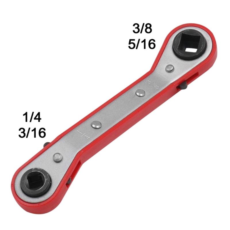 Refrigeration Ratchet Wrench 4 Different Sizes 1/4 X 3/16 Square X 3/8 X 5/16 Square Air Conditioning Ratcheting Service