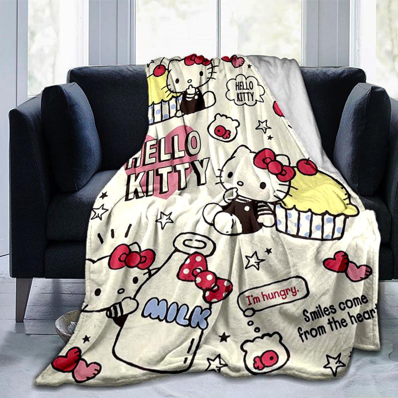 1pc Dessert Design Hello Kitty Blanket, Home Decor, Gift Idea, Suitable for All Seasons,Living Room, Travel, Camping, Car Blankets, Beach, Office Naps