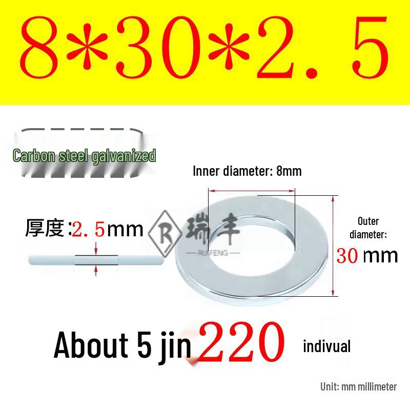 Galvanized Iron Flat and Square Washer Set - Thick, Enlarged, Extra Large, and Special Shapes