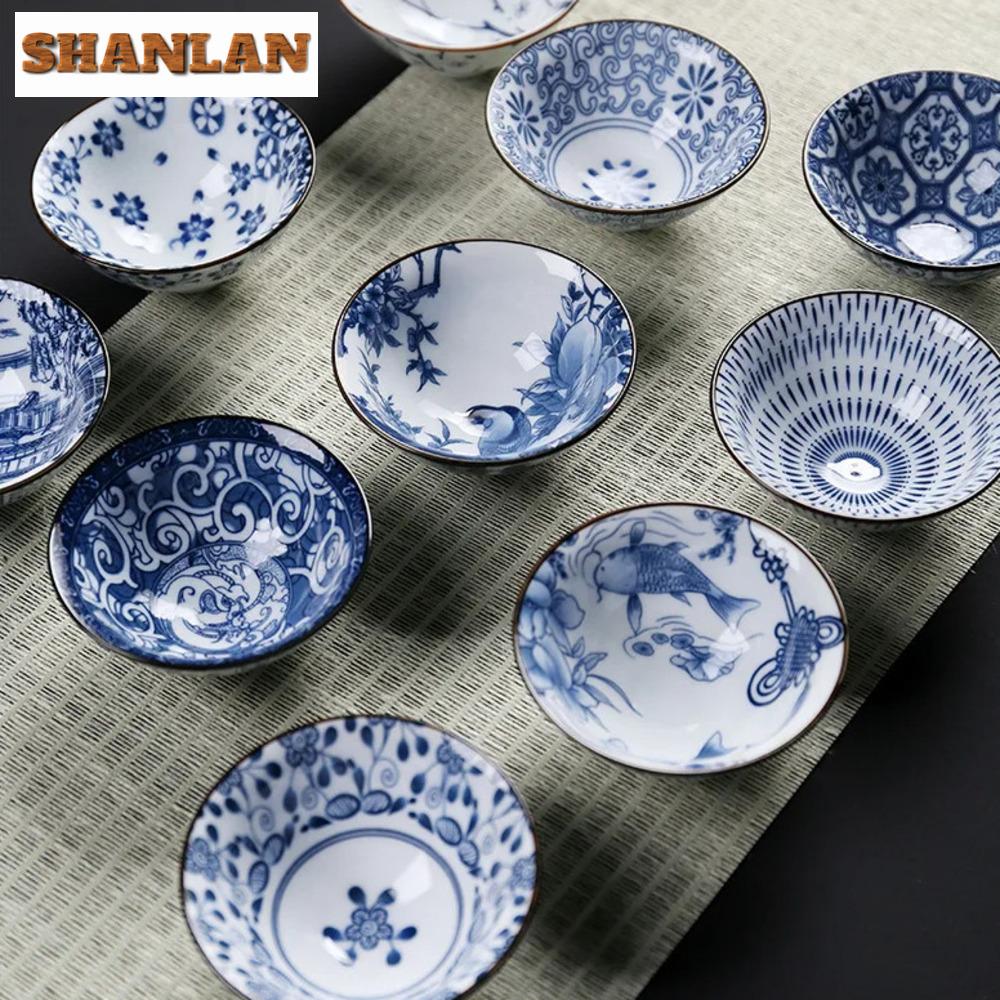 Chinese Blue and White Porcelain Teacup Hand-painted Teaset Small Tea Bowl Flower Tea Cups Cha Accessories Drinkware Wholesales