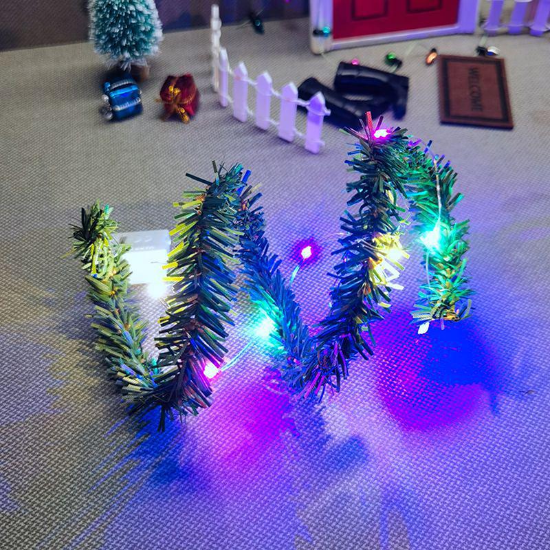Miniaturowa świąteczna lampa LED Luminous Light String Ornament Dekoracja domku dla lalek Craft Diy Akcesoria Prezenty świąteczne dla dzieci Zabawki