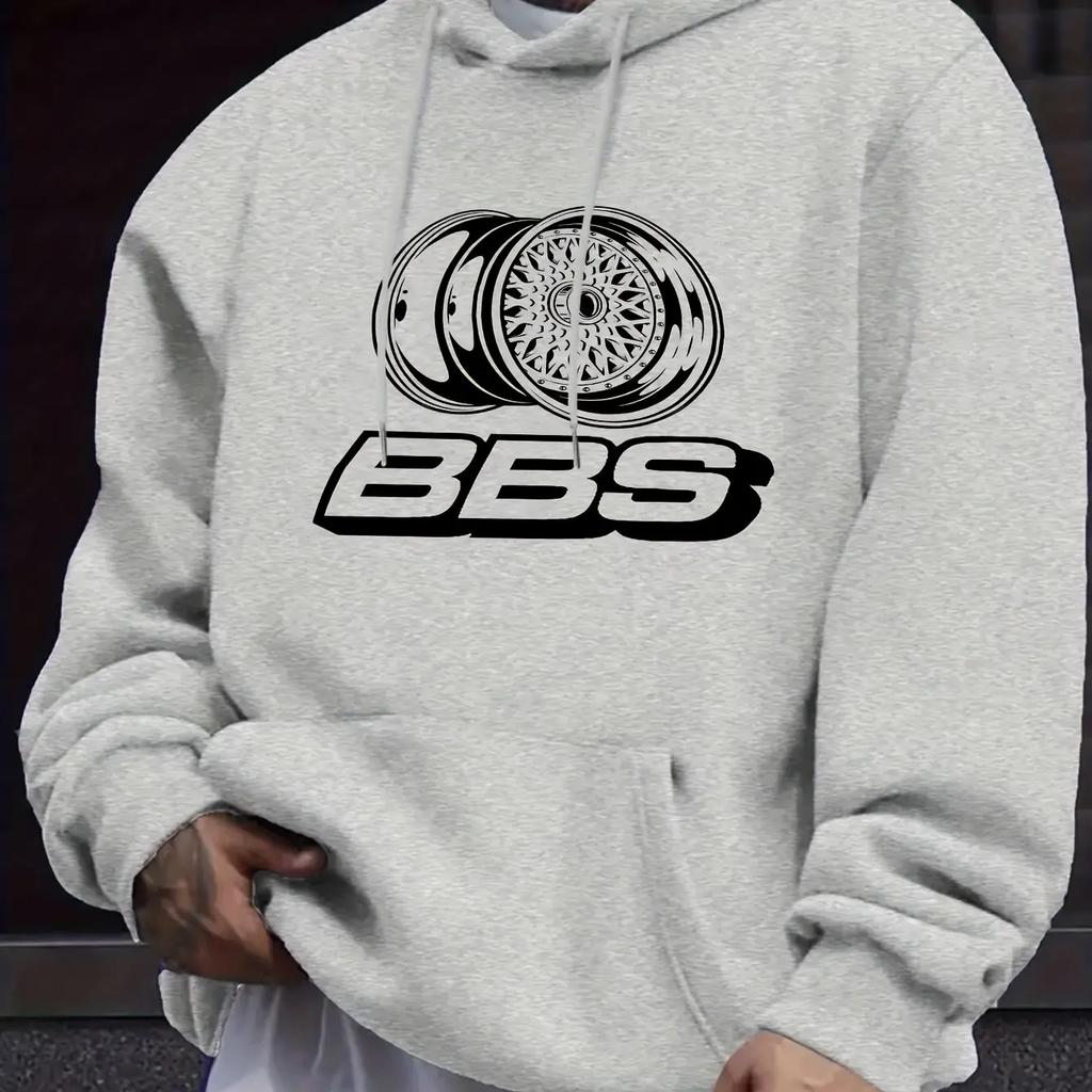 Men's Casual Hooded Sweatshirt Printed with BBS Wheel Logo Autumn and Winter Fashion Pullover Sweater Hoodie